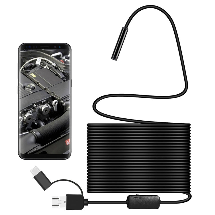 Y101 8mm Spiral Head 3 In 1 Water-resistant Digital Endoscope Inspection Camera, Length: 10m Hard Cable(Black)