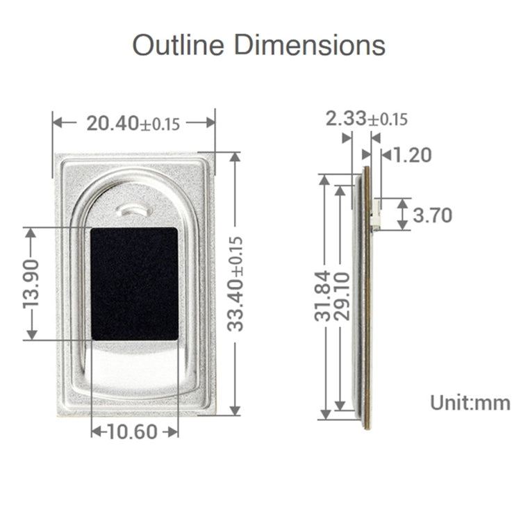 Waveshare UART Rectangle-shaped All-in-One Capacitive Fingerprint Sensor (E), Cortex Processor