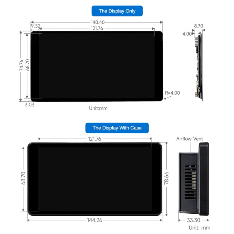 Waveshare 5.5 inch 1440 x 2560 2K Capacitive Touch LCD Display IPS Screen for Raspberry Pi , HDMI Interface
