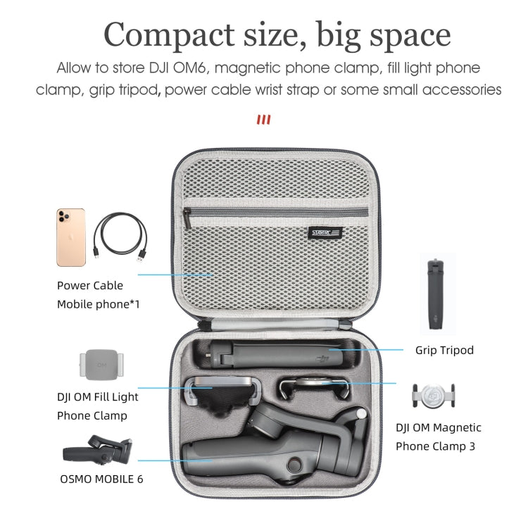 For DJI Osmo Mobile 6 STARTRC Portable Shockproof Water-resistant PU Case Bag(Dark Gray)
