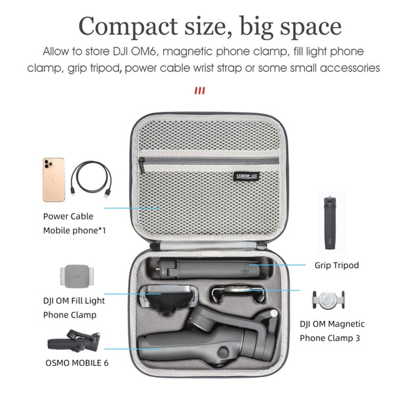 For DJI Osmo Mobile 6 STARTRC Portable Shockproof Water-resistant PU Case Bag(Dark Gray)