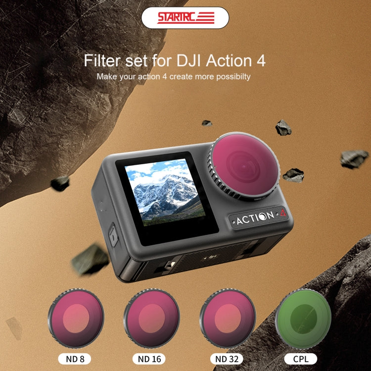 For DJI Action 4 STARTRC 4 in 1 ND8 + ND16 + ND32 + CPL Lens Filter