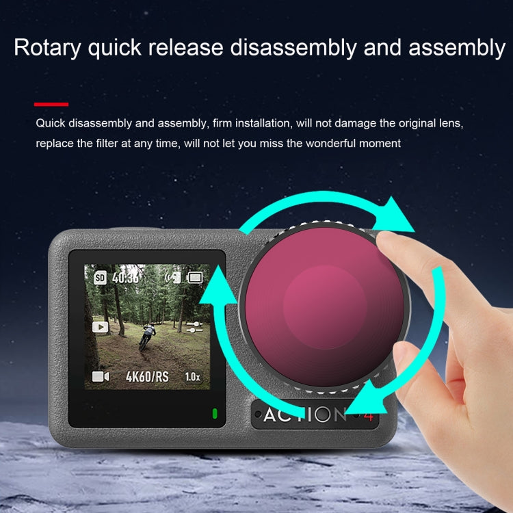 For DJI Action 4 STARTRC 4 in 1 ND8 + ND16 + ND32 + CPL Lens Filter
