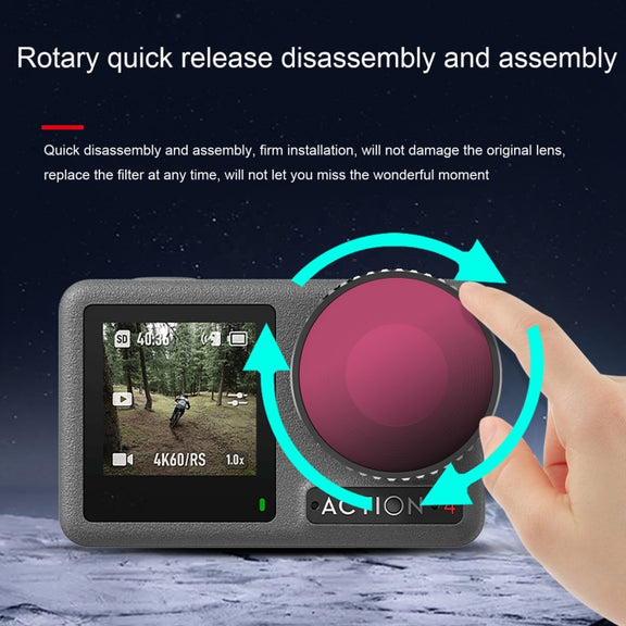 For DJI Action 4 STARTRC 4 in 1 ND8 + ND16 + ND32 + CPL Lens Filter