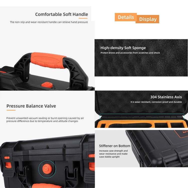 For DJI Avata Sunnylife AQX-6-U Upgraded Water-resistant Shockproof Safety Carry Case Storage Bag (Black)