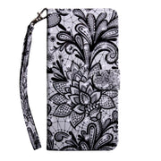 3D Painting Pattern Coloured Drawing Horizontal Flip TPU + PU Leather Case with Holder & Card Slots & Wallet, For:For Galaxy A40(Black Lace)