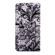 3D Painting Pattern Coloured Drawing Horizontal Flip TPU + PU Leather Case with Holder & Card Slots & Wallet, For:For Galaxy A40(Black Lace)