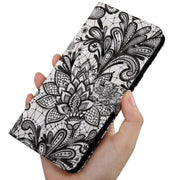 3D Painting Pattern Coloured Drawing Horizontal Flip TPU + PU Leather Case with Holder & Card Slots & Wallet, For:For Galaxy A40(Black Lace)