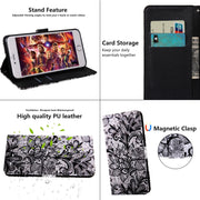 3D Painting Pattern Coloured Drawing Horizontal Flip TPU + PU Leather Case with Holder & Card Slots & Wallet, For:For Galaxy A40(Black Lace)