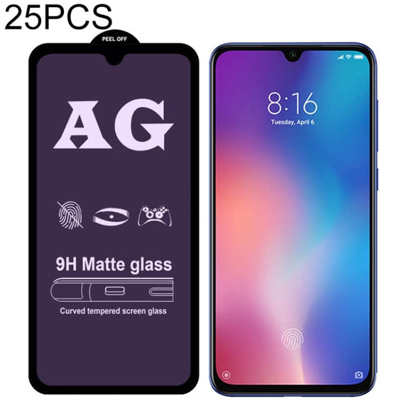 25 PCS AG Matte Anti Blue Light Full Cover Tempered Glass For Xiaomi Redmi Note 7