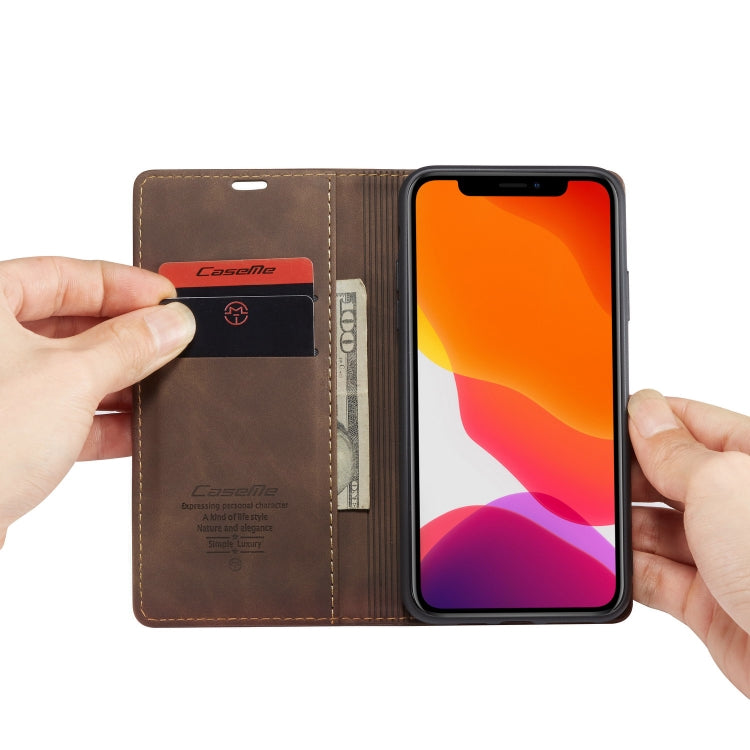 CaseMe-013 Multifunctional Horizontal Flip Leather Case with Card Slot & Holder & Wallet for iPhone 11 Pro(coffee)