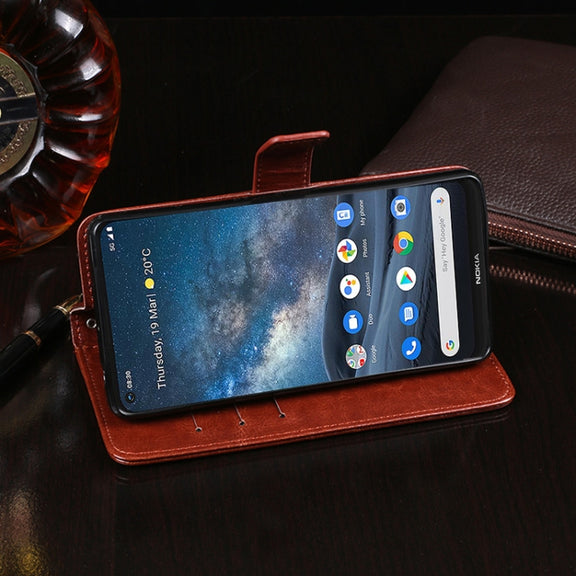 For Nokia 8.3 5G idewei Crazy Horse Texture Horizontal Flip Leather Case with Holder & Card Slots & Wallet(Yellow)