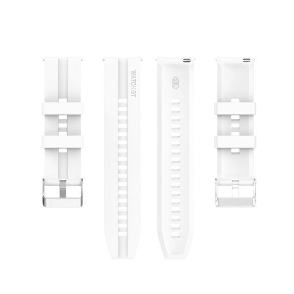 For Huawei Watch GT 2 46mm Silicone  Watch Band with Silver Buckle(White)
