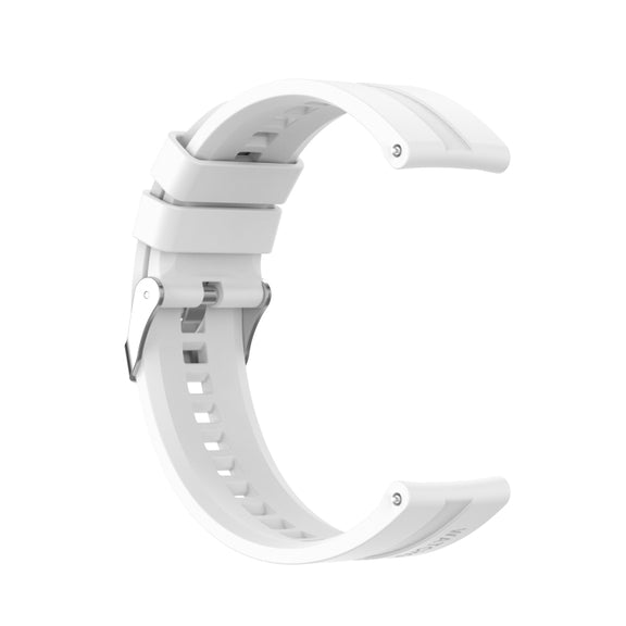For Huawei Watch GT 2 46mm Silicone  Watch Band with Silver Buckle(White)