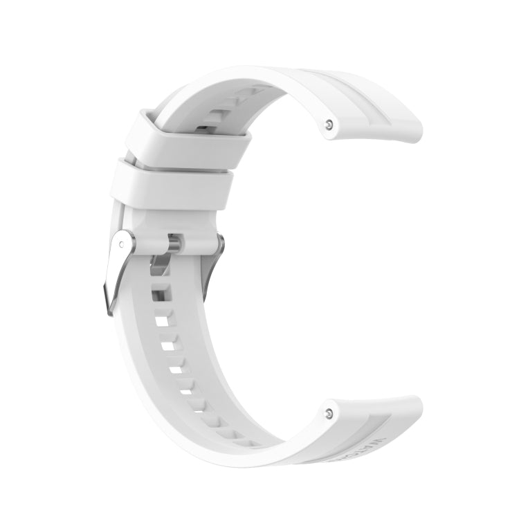 For Huawei Watch GT 2 46mm Silicone  Watch Band with Silver Buckle(White)