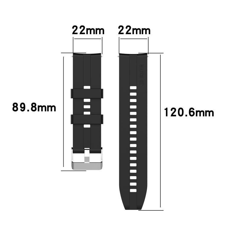 For Huawei Watch GT 2 46mm Silicone  Watch Band with Silver Buckle(White)