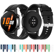 For Huawei Watch GT 2 46mm Silicone  Watch Band with Silver Buckle(White)