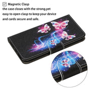 For Huawei P Smart 2021 / Y7a Coloured Drawing Pattern Horizontal Flip PU Leather Case with Holder & Card Slots & Wallet & Lanyard(Three Fluorescent Butterflies)