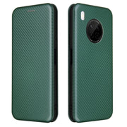 For Huawei Y9a Carbon Fiber Texture Horizontal Flip TPU + PC + PU Leather Case with Card Slot(Green)