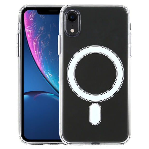 For iPhone XR Magsafe Case Simple Magnetic Ring All-inclusive Clear Crystal Acrylic PC +TPU Shockproof Case(Transparent)