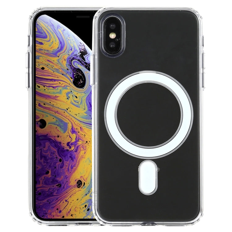 For iPhone XS Max Magsafe Case Simple Magnetic Ring All-inclusive Clear Crystal Acrylic PC +TPU Shockproof Case(Transparent)