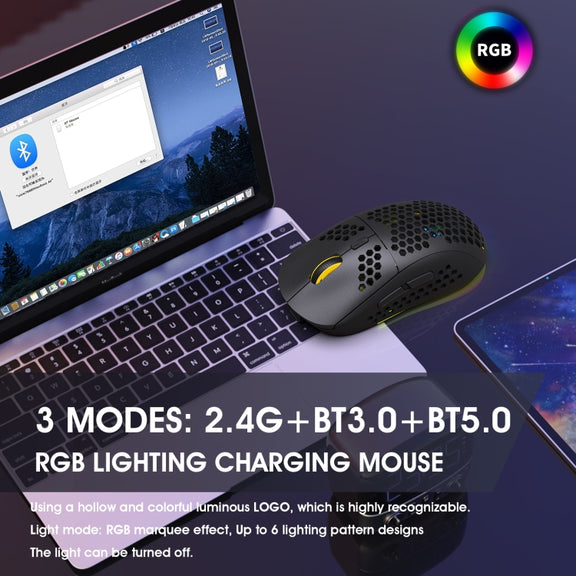 HXSJ T90 RGB Light Three-mode Wireless Gaming Mouse