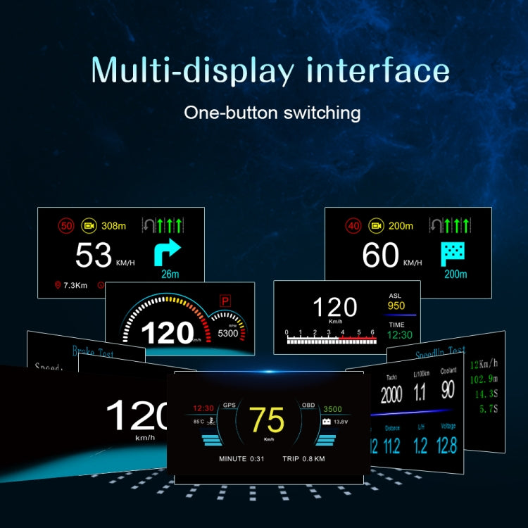 C1 OBD2 + GPS Mode Car HUD Head-up Display Compass / Speed / Water Temperature / Voltage Display / Speed / Fault Alarm / Navigation Function