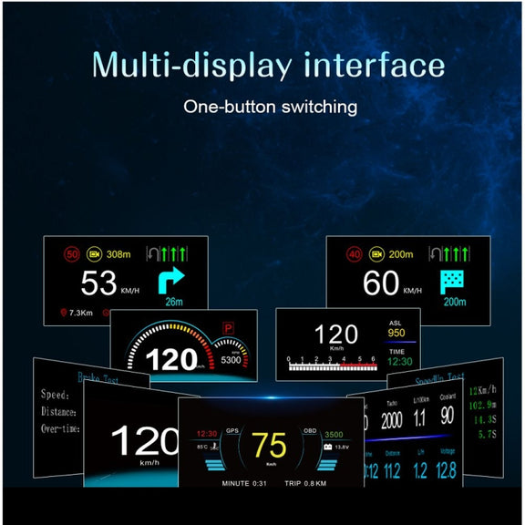 C1 OBD2 + GPS Mode Car HUD Head-up Display Compass / Speed / Water Temperature / Voltage Display / Speed / Fault Alarm / Navigation Function