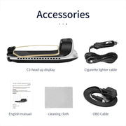 C3 OBD2 + GPS Mode Car Head-up Display HUD Overspeed / Speed / Water Temperature Too High / Voltage Too Low / Engine Failure Alarm / Fatigue Driving Reminder / Navigation Function