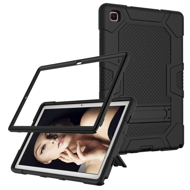 For Samsung Galaxy Tab A7 10.4 (2020) T500 / T505 Contrast Color Robot Shockproof Silicone + PC Protective Case with Holder(Black)