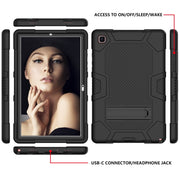 For Samsung Galaxy Tab A7 10.4 (2020) T500 / T505 Contrast Color Robot Shockproof Silicone + PC Protective Case with Holder(Black)