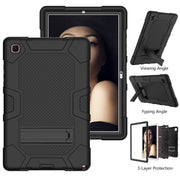 For Samsung Galaxy Tab A7 10.4 (2020) T500 / T505 Contrast Color Robot Shockproof Silicone + PC Protective Case with Holder(Black)