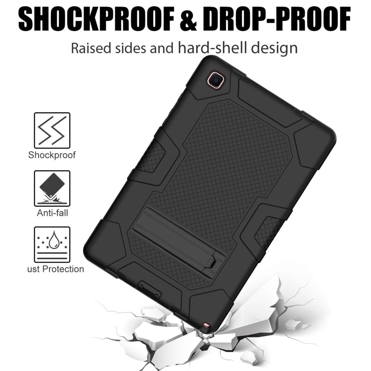 For Samsung Galaxy Tab A7 10.4 (2020) T500 / T505 Contrast Color Robot Shockproof Silicone + PC Protective Case with Holder(Black)
