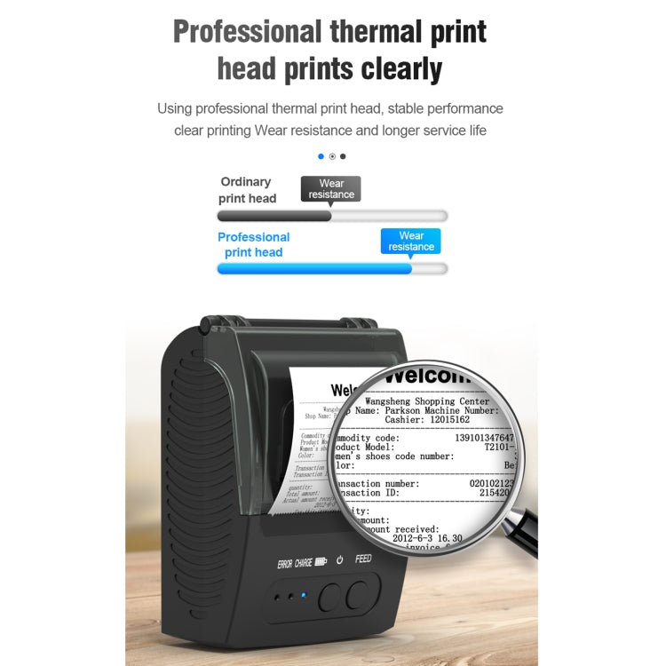 5811DD 58mm Bluetooth 4.0 Portable Thermal Bluetooth Receipt Printer, EU Plug