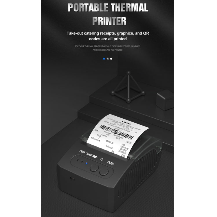 5811DD 58mm Bluetooth 4.0 Portable Thermal Bluetooth Receipt Printer, EU Plug
