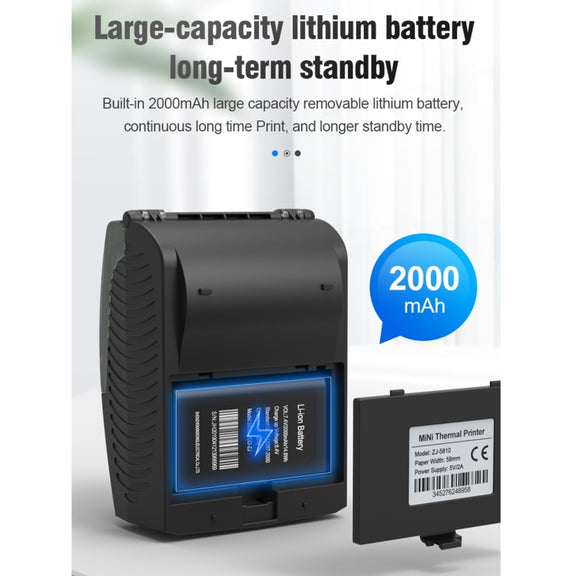 5811DD 58mm Bluetooth 4.0 Portable Thermal Bluetooth Receipt Printer, EU Plug