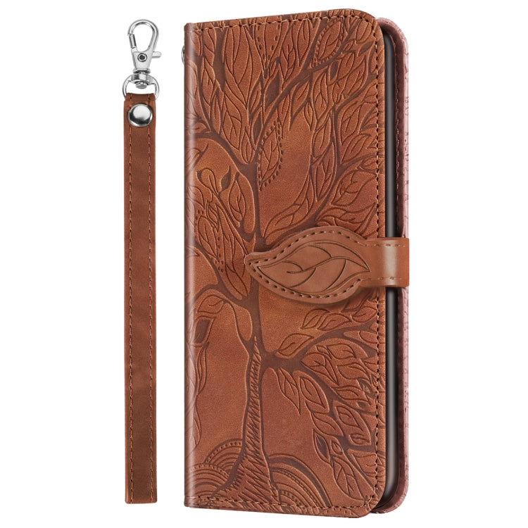 For Samsung Galaxy Note10+ Life of Tree Embossing Pattern Horizontal Flip Leather Case with Holder & Card Slot & Wallet & Photo Frame & Lanyard(Brown)