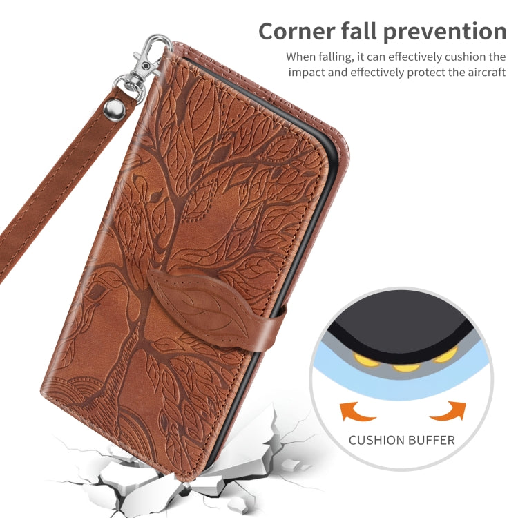 For Samsung Galaxy Note10+ Life of Tree Embossing Pattern Horizontal Flip Leather Case with Holder & Card Slot & Wallet & Photo Frame & Lanyard(Brown)