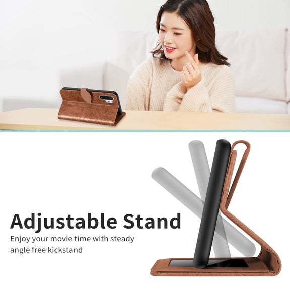 For Samsung Galaxy Note10+ Life of Tree Embossing Pattern Horizontal Flip Leather Case with Holder & Card Slot & Wallet & Photo Frame & Lanyard(Brown)