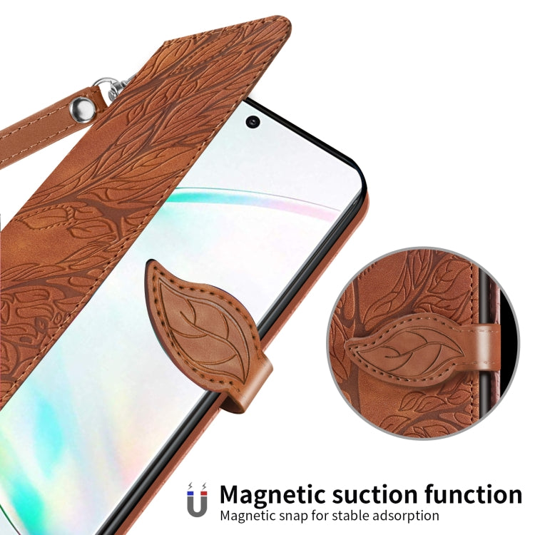 For Samsung Galaxy Note10+ Life of Tree Embossing Pattern Horizontal Flip Leather Case with Holder & Card Slot & Wallet & Photo Frame & Lanyard(Brown)