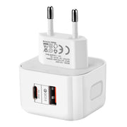 YSY-6087 20W PD + QC 3.0 Dual Ports Travel Charger Power Adapter, EU Plug
