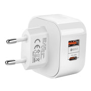YSY-6087 20W PD + QC 3.0 Dual Ports Travel Charger Power Adapter, EU Plug