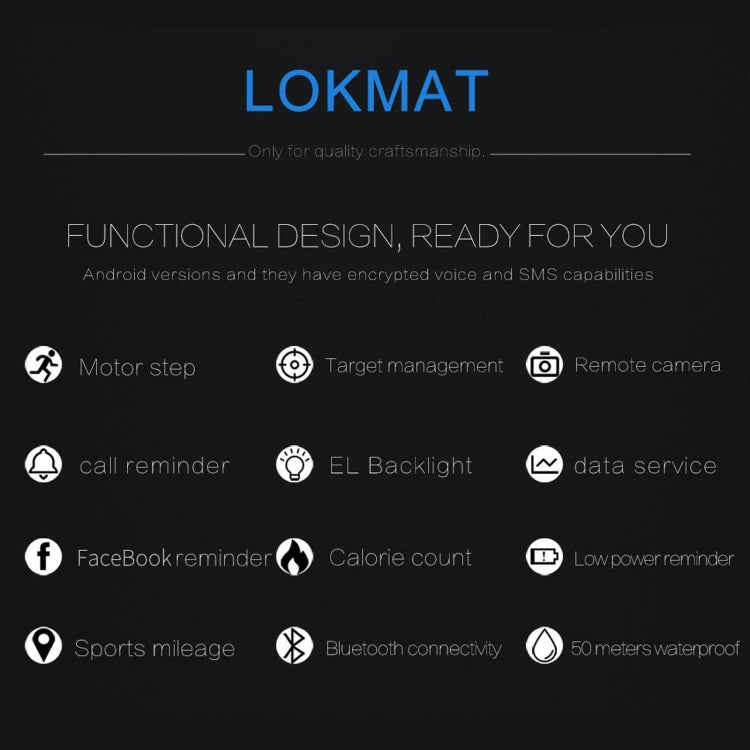 Lokmat MK16 LCD Screen 50m Water-resistant Smart Watch, Support Information Reminder / Remote Camera / Walking Motion Monitor(Blue)