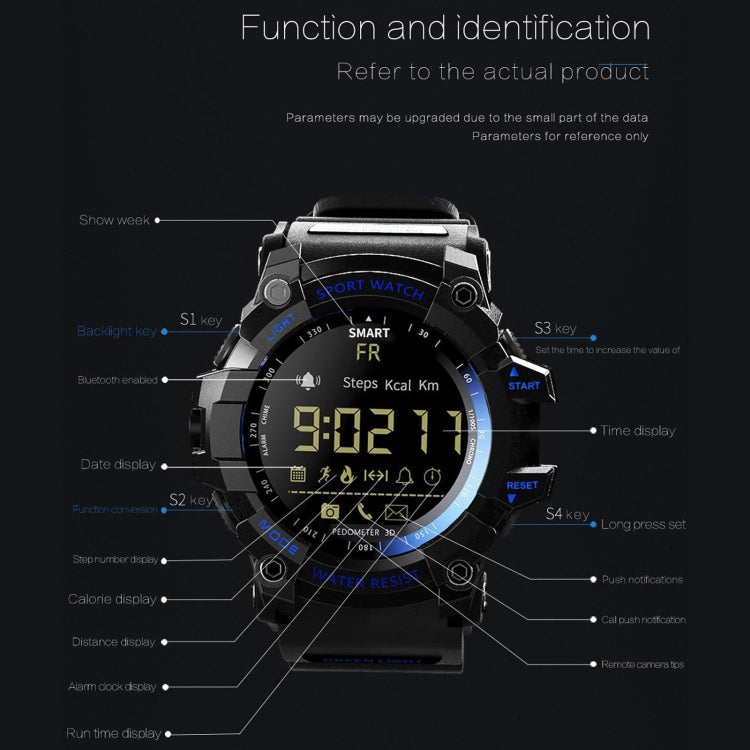 Lokmat MK16 LCD Screen 50m Water-resistant Smart Watch, Support Information Reminder / Remote Camera / Walking Motion Monitor(Black)