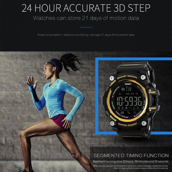 Lokmat MK16 LCD Screen 50m Water-resistant Smart Watch, Support Information Reminder / Remote Camera / Walking Motion Monitor(Blue)