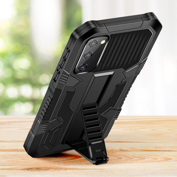 For Samsung Galaxy Note20 Ultra Vanguard Warrior All Inclusive Double-color Shockproof TPU + PC Protective Case with Holder(Black)