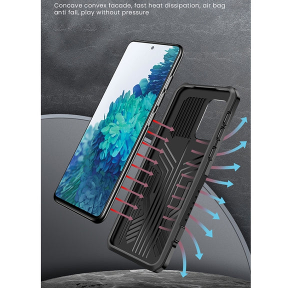 For Samsung Galaxy Note20 Ultra Vanguard Warrior All Inclusive Double-color Shockproof TPU + PC Protective Case with Holder(Black)