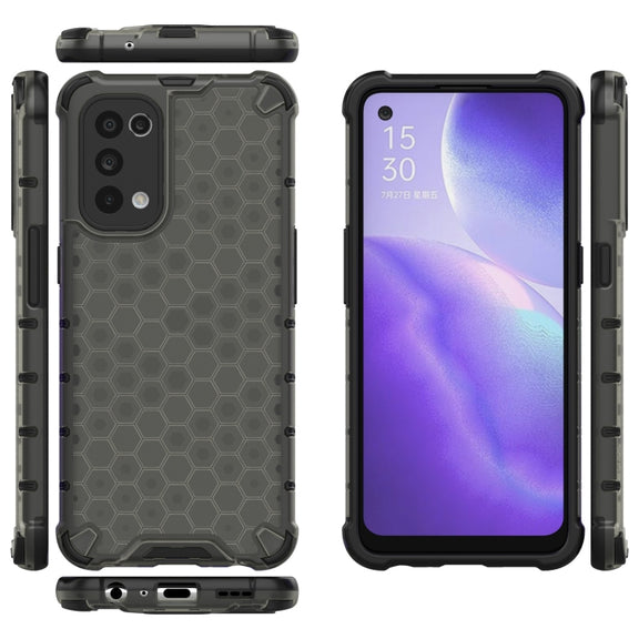 For Oppo Reno5 5G Shockproof Honeycomb PC + TPU Case(Black)