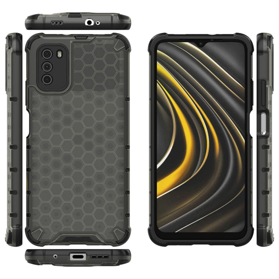For Xiaomi Poco M3 Shockproof Honeycomb PC + TPU Case(Black)