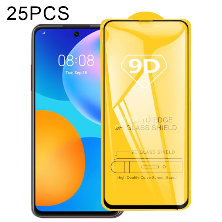 For Huawei P Smart 2021 25 PCS 9D Full Glue Full Screen Tempered Glass Film